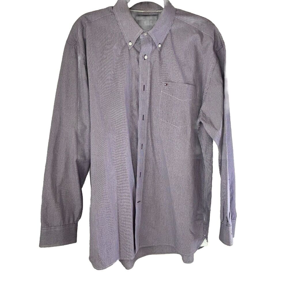 VINTAGE Tommy Hilfiger Shirt Mens Large Button Up Striped Long Sleeve large‎ L